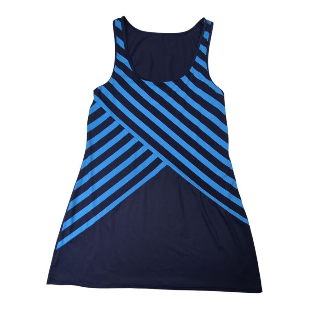 DKNY Swim Dress Cover Up Women's Large Blue Striped Nautical Beach‎ Resortwear